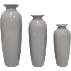 Set of 3 Grey Ceramic Vases. Ideal Gift for Wedding or Special Occasions